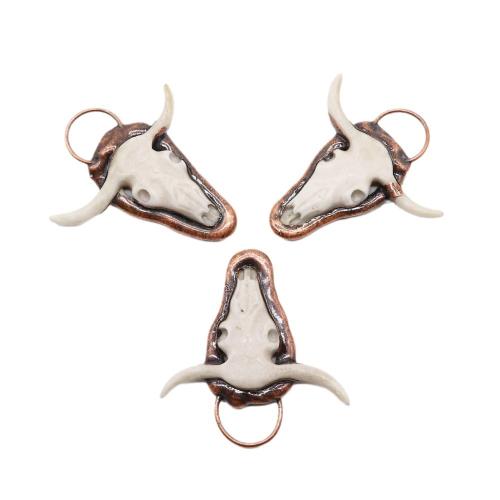 Acrylic Pendants, Tibetan Style, with Acrylic, Bull, antique copper color plated, DIY, nickel, lead & cadmium free, 58x64mm, Sold By PC