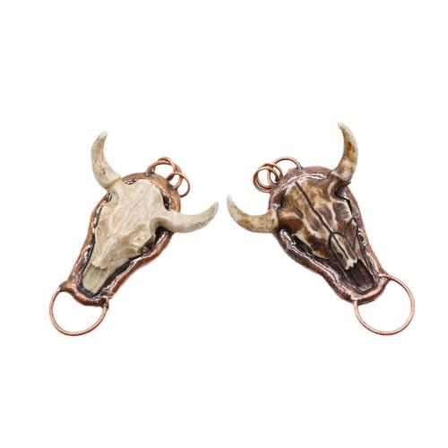 Tibetan Style Connector, with Acrylic, Bull, antique copper color plated, DIY, more colors for choice, nickel, lead & cadmium free, 45x65mm, Sold By PC