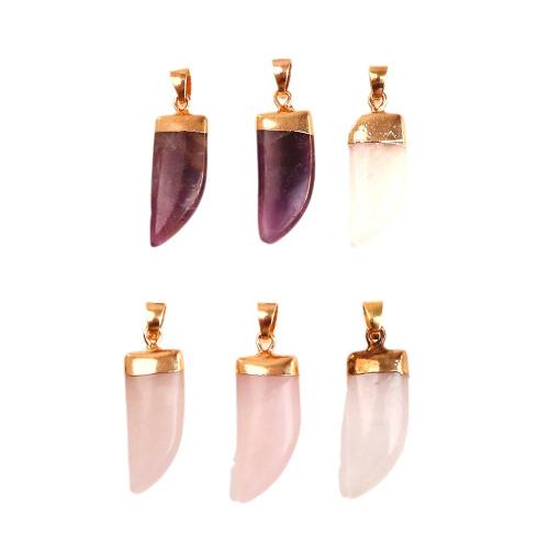Quartz Gemstone Pendants, with Brass, Sword, gold color plated, DIY, more colors for choice, 30x50mm, Sold By PC