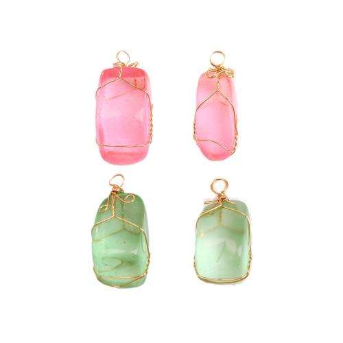 Quartz Gemstone Pendants, with Brass, Rectangle, gold color plated, DIY, more colors for choice, Sold By PC