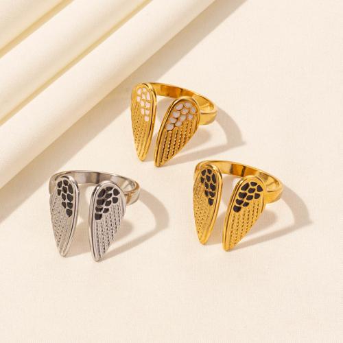 Stainless Steel Finger Ring, 304 Stainless Steel, Wing Shape, plated, for woman, more colors for choice, Sold By PC