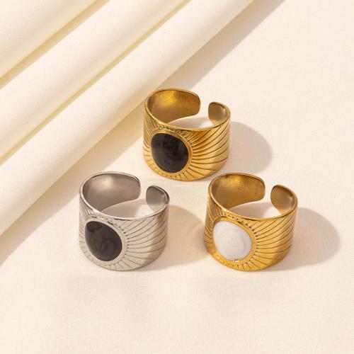 Enamel Stainless Steel Finger Ring, 304 Stainless Steel, plated, for woman, more colors for choice, Sold By PC