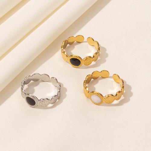 Enamel Stainless Steel Finger Ring 304 Stainless Steel plated for woman Sold By PC