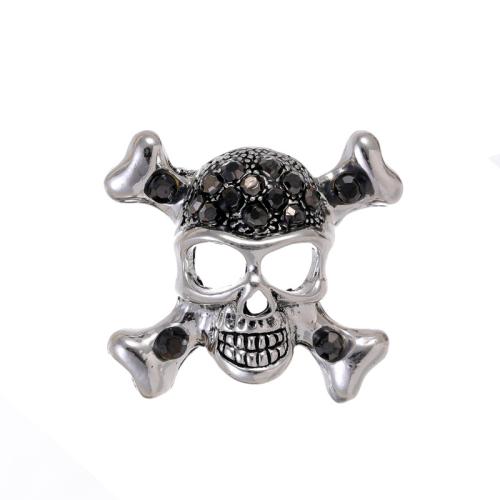 Tibetan Style Brooches, Skull, plated, fashion jewelry, more colors for choice, nickel, lead & cadmium free, 28x26mm, Sold By PC