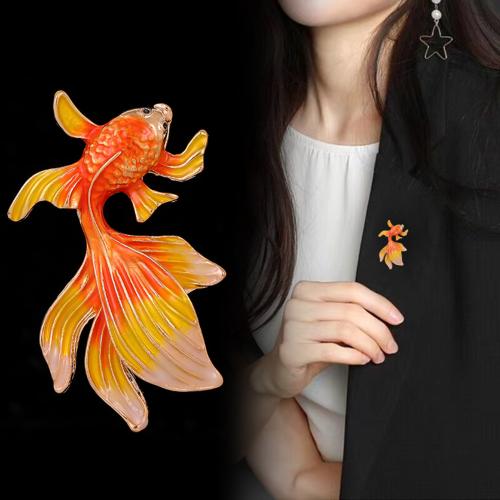 Tibetan Style Brooches, Goldfish, plated, fashion jewelry & enamel, more colors for choice, nickel, lead & cadmium free, 27x43mm, Sold By PC