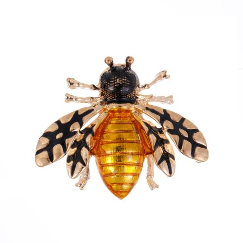 Tibetan Style Brooches, Bee, plated, fashion jewelry & enamel, golden, nickel, lead & cadmium free, 40x33mm, Sold By PC