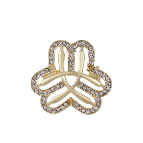 Tibetan Style Brooches, plated, fashion jewelry & with rhinestone, golden, nickel, lead & cadmium free, 29mm, Sold By PC