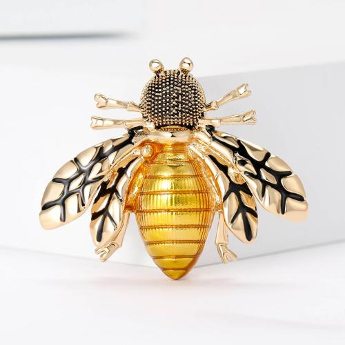 Zinc Alloy Brooches Bee plated fashion jewelry & enamel yellow nickel lead & cadmium free Sold By PC
