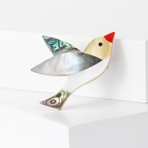 Zinc Alloy Brooches Shell Bird fashion jewelry white Sold By PC
