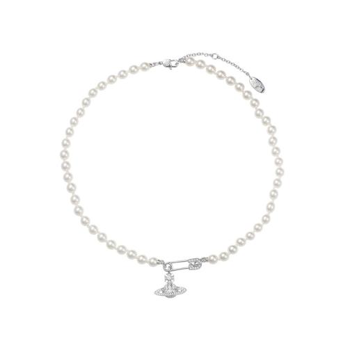 Freshwater Pearl Mässing Chain Necklace, med Freshwater Pearl, med 5cm extender kedja, mode smycken & för kvinna & med strass, vit, Längd Ca 40 cm, Säljs av PC