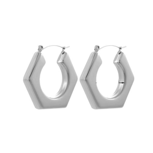Titanium Steel  Earring, plated, different styles for choice & for woman, silver color, Sold By Pair