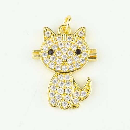 Cubic Zirconia Micro Pave Brass Pendant, real gold plated, DIY & micro pave cubic zirconia, gold, Sold By PC