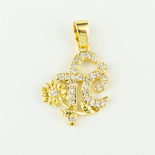 Cubic Zirconia Micro Pave Brass Pendant, real gold plated, DIY & micro pave cubic zirconia, gold, Sold By PC