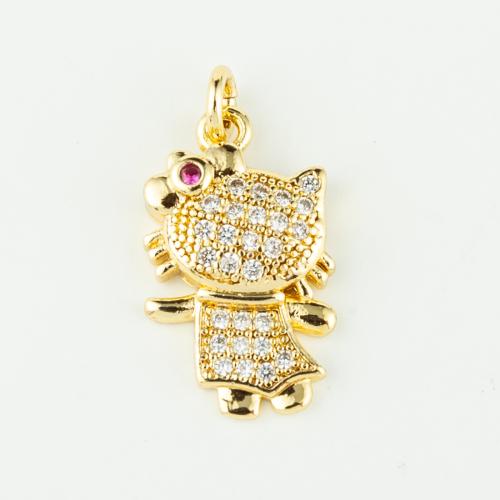 Cubic Zirconia Micro Pave Brass Pendant real gold plated DIY & micro pave cubic zirconia gold Sold By PC
