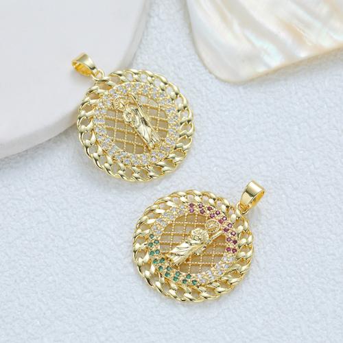 Cubic Zirconia Micro Pave Brass Pendant, plated, DIY & micro pave cubic zirconia, more colors for choice, 28x35mm, 10PCs/Lot, Sold By Lot