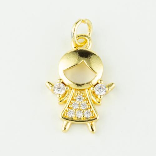 Cubic Zirconia Micro Pave Brass Pendant, Girl, real gold plated, DIY & micro pave cubic zirconia, gold, Sold By PC