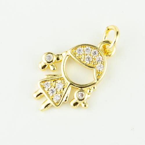 Cubic Zirconia Micro Pave Brass Pendant Girl real gold plated DIY & micro pave cubic zirconia gold Sold By PC
