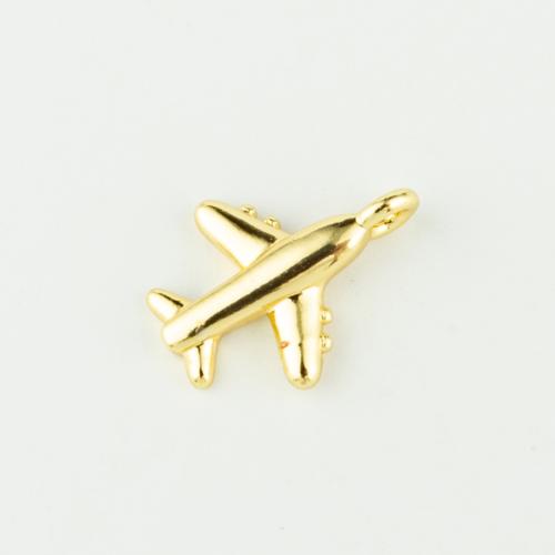 Brass Jewelry Pendants, Airplane, real gold plated, DIY, gold, Sold By PC