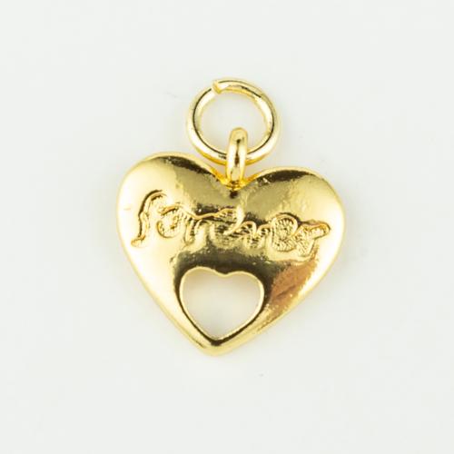 Brass Heart Pendants, real gold plated, DIY, gold, Sold By PC