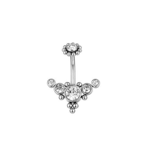 Stainless Steel Belly Ring, 316 Stainless Steel, plated, Unisex & micro pave cubic zirconia, original color, 1.6*10*7/(12*18)mm, Sold By PC