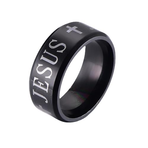 Titanium Steel Finger Ring, 304 Stainless Steel, plated, Unisex & different size for choice, black, 5PCs/Lot, Sold By Lot
