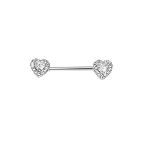 Stainless Steel Nipple Ring, 316 Stainless Steel, Unisex & micro pave cubic zirconia, more colors for choice, 1.6*16*5/5mm, Sold By PC