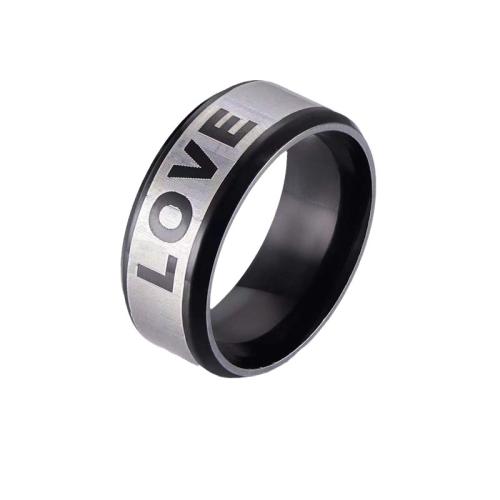 Titanium Steel Finger Ring, plated, Unisex & different size for choice, black, 5PCs/Lot, Sold By Lot