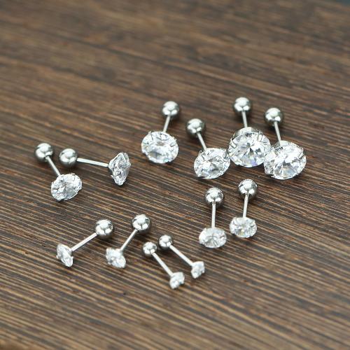 Stainless Steel Stud Earrings, 304 Stainless Steel, plated, different size for choice & for woman & with rhinestone, more colors for choice, Sold By PC