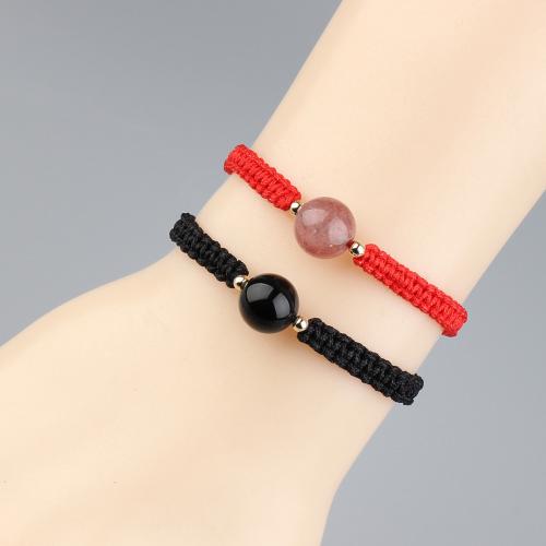 Gemstone Bracelets, Natural Stone, with Wax Cord, Round, Adjustable & different materials for choice & for woman, more colors for choice, Sold By PC