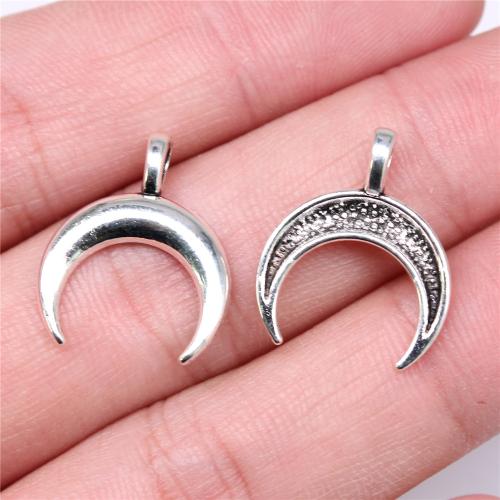 Tibetan Style Moon Pendants, antique silver color plated, DIY, 20x17mm, Sold By PC