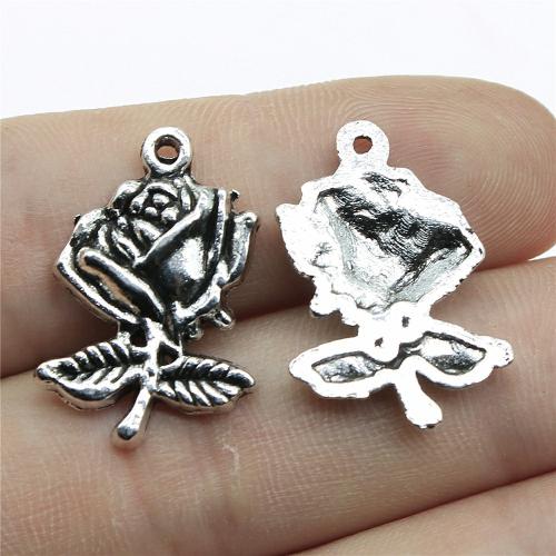 Zinc Alloy Flower Pendants Rose plated DIY Sold By PC