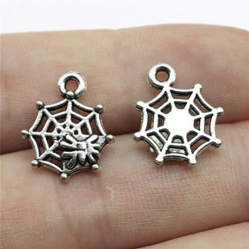 Tibetan Style Pendants, Spider Web, antique silver color plated, DIY, 17x14mm, Sold By PC