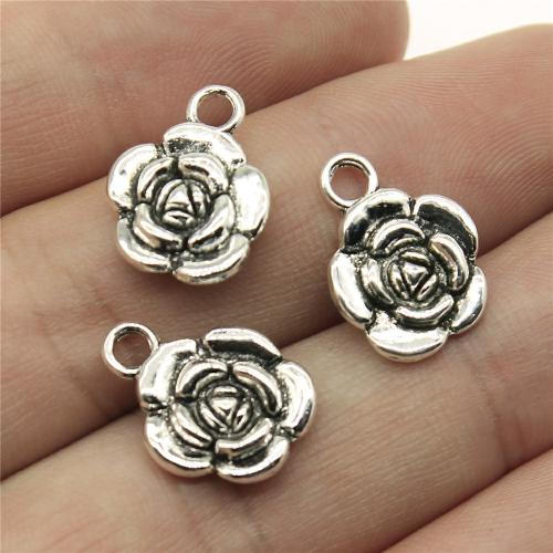 Tibetan Style Flower Pendants, Rose, antique silver color plated, DIY, 16x12mm, Sold By PC