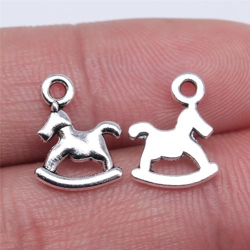 Tibetan Style Pendants, rocking horse, antique silver color plated, DIY, 13x10mm, Sold By PC