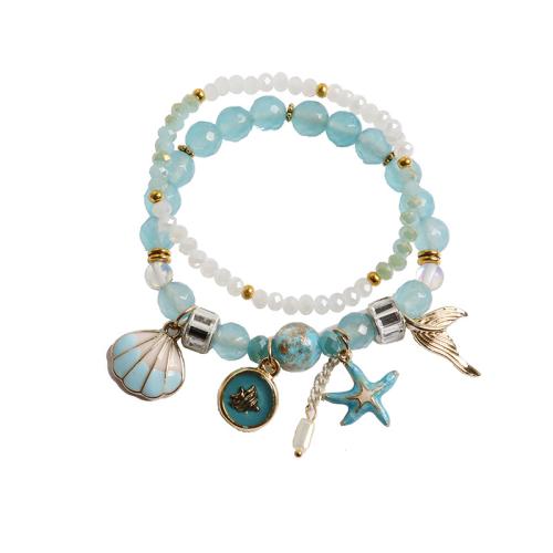Tibetan Style Bracelet Set, with Crystal, plated, 2 pieces & Korean style & ocean design & for woman & enamel, more colors for choice, Length:Approx 6-8 Inch, Sold By Set