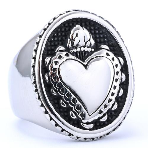 Partículas de acero anillo, Corazón, unisexo & diverso tamaño para la opción & ennegrezca, color original, tamaño:7-15.5, Vendido por UD