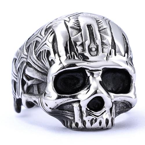 304 Stainless Steel Finger Ring, Skull, Unisex & different size for choice & blacken, original color, US Ring Size:7-14, Sold By PC