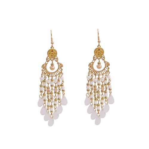 Tibetan Style Tassel Earring, with Seedbead, gold color plated, Bohemian style & for woman, more colors for choice, 36x104mm, Sold By Pair