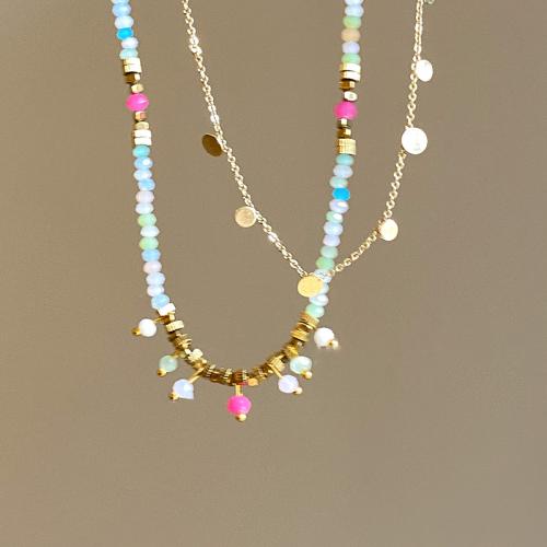 Zinklegierung Halskette, mit Harz, goldfarben plattiert, Bohemian-Stil & verschiedene Stile für Wahl & für Frau, Länge:ca. 16-18 ZollInch, verkauft von PC