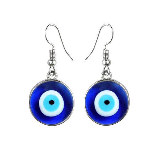 Boucles d'oreilles Mal Eye, Acier inoxydable 304, bijoux de mode & pour femme, bleu, 40x20mm, Vendu par paire