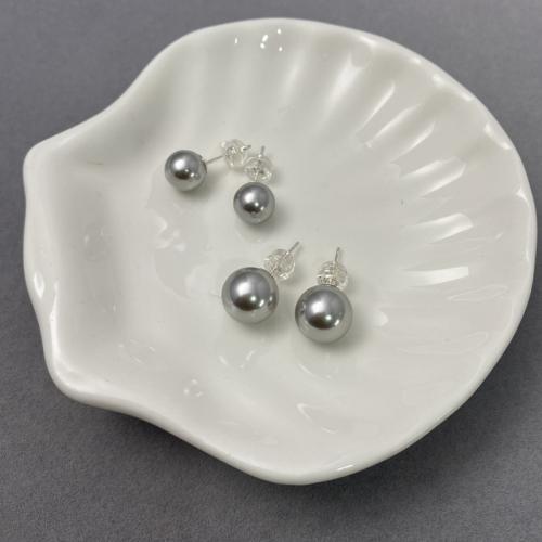 Earring Jewelry, Plastic Pearl, fashion jewelry & different size for choice & for woman, silver-grey, Sold By Pair