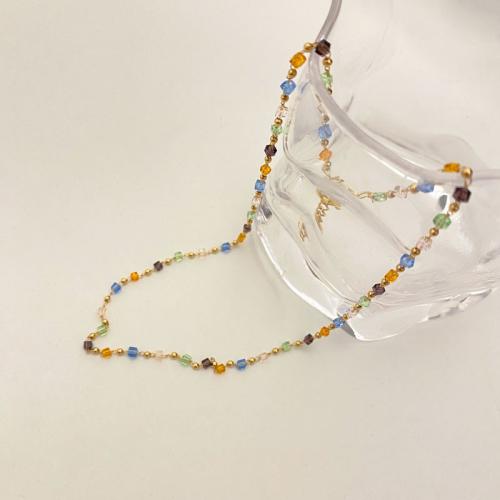 Collier en cristal, avec 5cm chaînes de rallonge, bijoux de mode & pour femme, multicolore, Longueur:Environ 39 cm, Vendu par PC