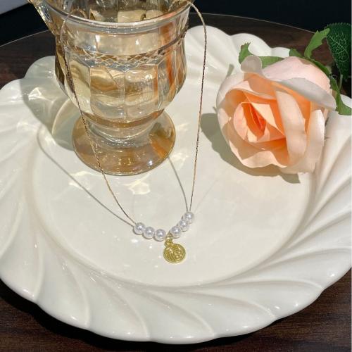 Collar de Aleación de Zinc, con Perlas plásticas, con 5cm extender cadena, Joyería & para mujer, dorado, longitud:aproximado 40 cm, Vendido por UD