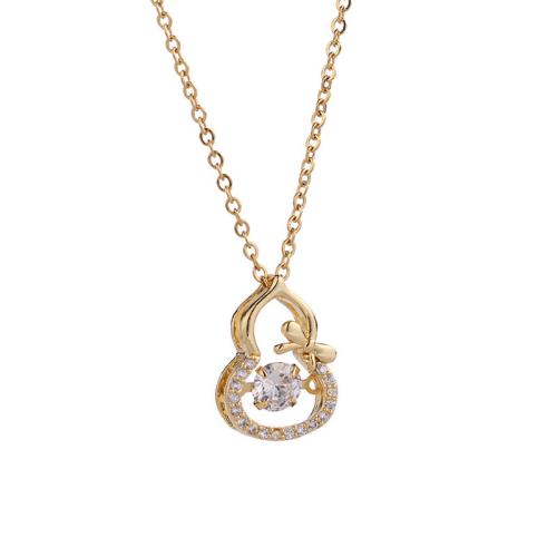 Messing Halskette, mit Titanstahl, mit Verlängerungskettchen von 5cm, Modeschmuck & für Frau & mit Strass, goldfarben, Länge:ca. 40 cm, verkauft von PC