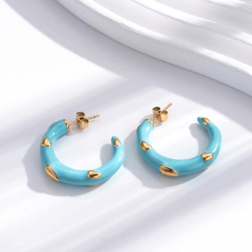 Titanium Steel  Earring, fashion jewelry & for woman, more colors for choice, 24.50x20mm, Sold By Pair
