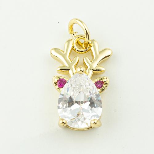 Cubic Zirconia Micro Pave Brass Pendant, fashion jewelry & micro pave cubic zirconia & for woman, golden, 20x10mm, Hole:Approx 3mm, 50PCs/Lot, Sold By Lot