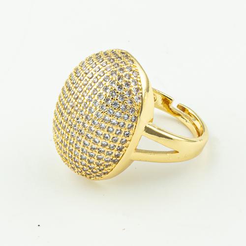 Cubique anneau en laiton Circonia Micro Pave, bijoux de mode & pavé de micro zircon & pour femme, doré, 50PC/lot, Vendu par lot