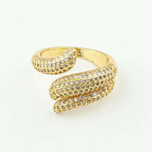 Kubisk Circonia Micro bane messing Ring, mode smykker & Micro Pave cubic zirconia & for kvinde, gylden, 50pc'er/Lot, Solgt af Lot
