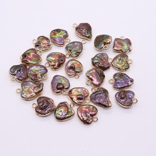 Natural Freshwater Pearl Loose Beads, with Brass, Heart, antique copper color plated, DIY, 14x16mm, Sold By PC