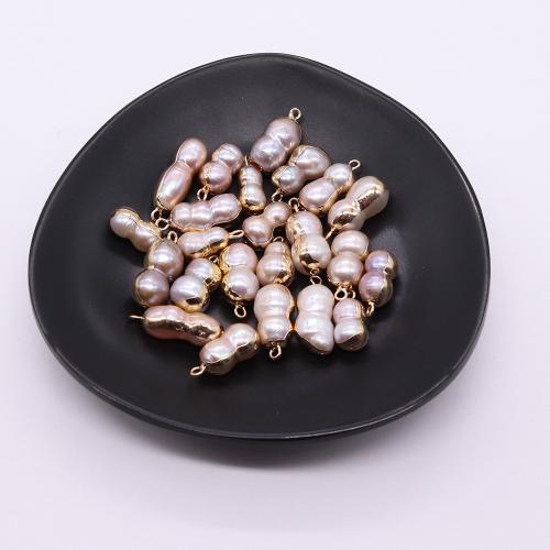 Freshwater Pearl Pendants, with Brass, Peanut, gold color plated, DIY, about:9x18-10x22mm, Sold By PC